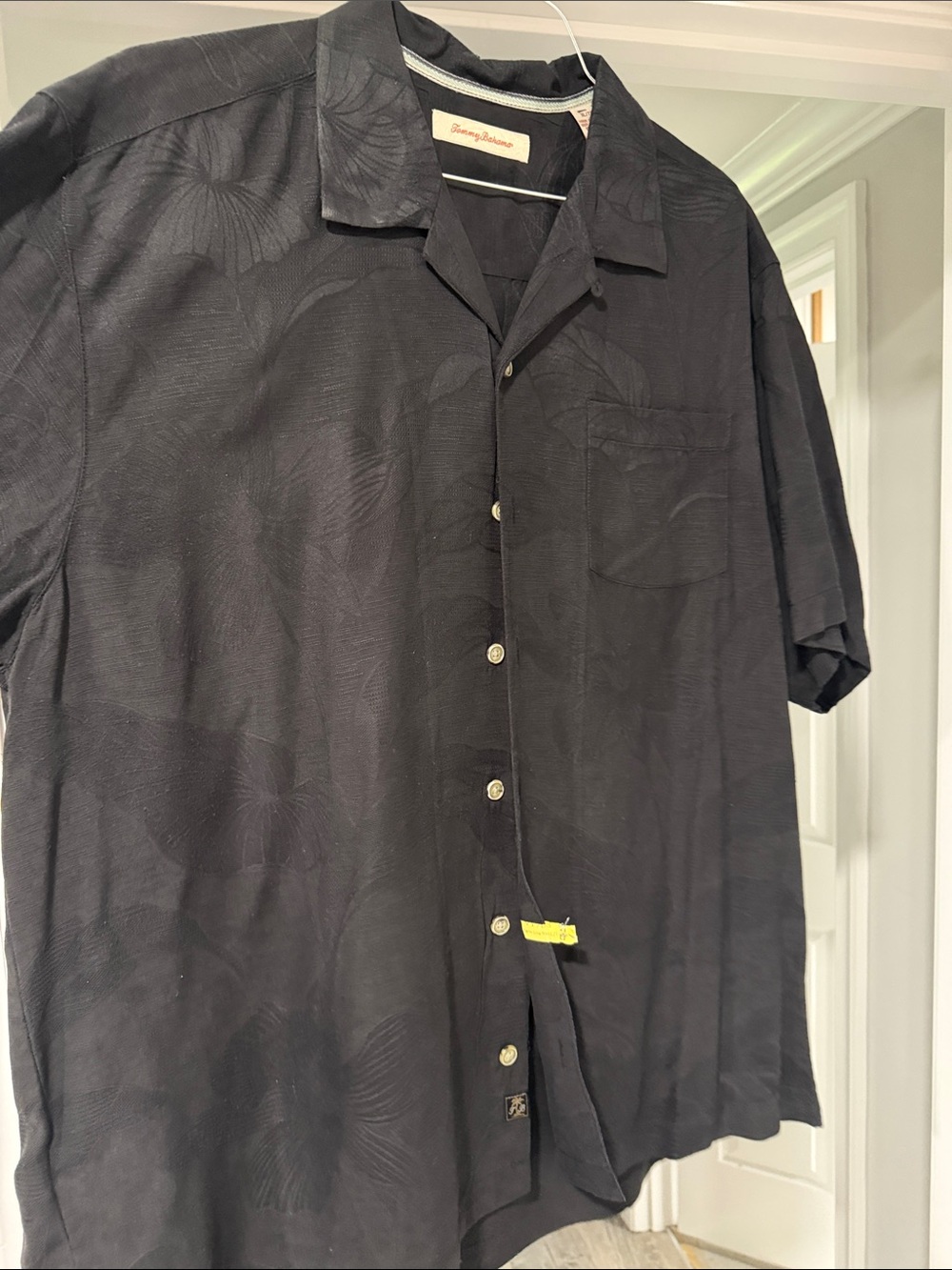 Tommy Bahama Black Tonal Floral Short-Sleeve Camp Shirt